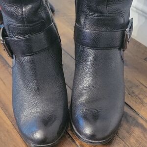 Black Leather Knee-High Boots